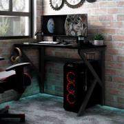 vidaXL Gamingskrivbord med K-formade ben svart 90x60x75 cm