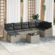 vidaXL 8-delad Trädgårdsoffaset med Kuddar Taupe Poly Rattan