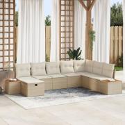 vidaXL 8 Styckars Trädgårdsoffset med Kuddar Beige Poly Rotting
