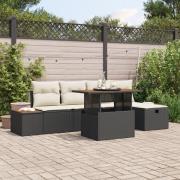 vidaXL 6-delad trädgårdsssofa set med kuddar Svart Poly Rattan