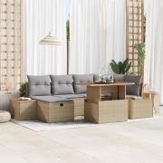 vidaXL 7-delat Trädgårdssoffset med kuddar Beige Poly-Rotting