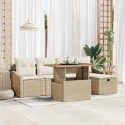 vidaXL 6-delat trädgårdsofa-set med kuddar Beige Poly-rotting
