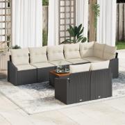 vidaXL 9-delars trädgårdsofa-set med kuddar Svart Poly Rattan Akacia