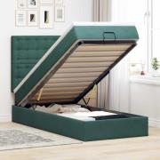 vidaXL Ottoman sängram med madrasser mörkgrön 90x200 cm sammet