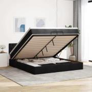 vidaXL Ottoman sängram med madrass svart 200x200 cm tyg