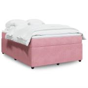 vidaXL Ramsäng med madrass rosa 160x200 cm sammet