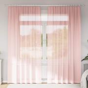 vidaXL Voile gardiner med stångfickor 2 st rosa