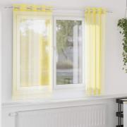 vidaXL Voile gardiner med genomföringar 2 st gul