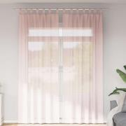 vidaXL Voile gardiner med stångfickor 2 st ljusrosa