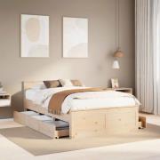 vidaXL Sängram utan madrass med huvudgavel 135x190 cm massiv furu