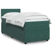 vidaXL Ramsäng med madrass mörkgrön 90x190 cm sammet