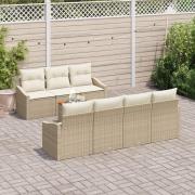 vidaXL 8-delars trädgårdsoffset med kuddar - Beige poly rotting akacia