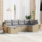 vidaXL 6-delat trädgårdsoffaset med kuddar Beige Poly Rotting