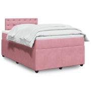 vidaXL Ramsäng med madrass rosa 120x190 cm sammet
