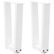vidaXL Matbordsben V-formade 2 st vit 28x(42-43,3) cm stål