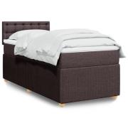 vidaXL Ramsäng med madrass mörkbrun 90x190 cm tyg
