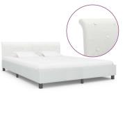 vidaXL Sängram utan madrass vit konstläder 160x200 cm