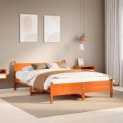 vidaXL Sängram utan madrass vaxbrun 160x200 cm massiv furu