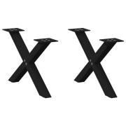 vidaXL Soffbordsben X-formade 2 st svart Black 60x(30-31) cm stål