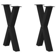 vidaXL Matbordsben X-formade 2 st svarta 60x(72-73) cm stål