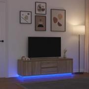 vidaXL TV-bänk med LED-lampor sonoma ek 160,5x41x50 cm
