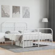 vidaXL Sängram med huvudgavel och fotgavel vit metall 140x190 cm