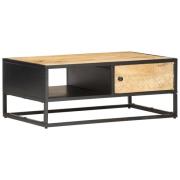 vidaXL Sängbord med snidad dörr 90x55x36 cm grovt mangoträ