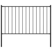 vidaXL Staketpanel med stolpar pulverlackerat stål 1,81x1 m svart
