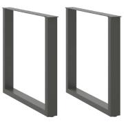 vidaXL Matbordsben U-formade 2 st antracit 80x(72-73) cm stål