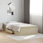 vidaXL Sängram med lådor sonoma-ek 90x200 cm konstruerat trä