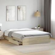 vidaXL Sängram med lådor sonoma-ek 140x190 cm konstruerat trä