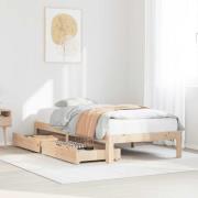 vidaXL Sängram med lådor 75x190 cm massivt furu