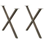 vidaXL Matbordsben X-formad 2 st naturstål 90x(72-73) cm stål