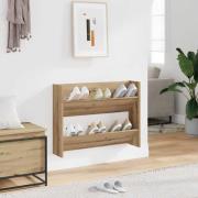 vidaXL Väggmonterat skoställ artisan ek 80x18x60 cm konstruerat trä