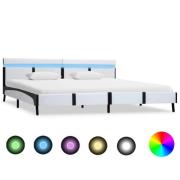 vidaXL Sängram med LEDs utan madrass vit 180x200 cm