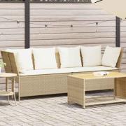 vidaXL Trädgårdssoffa med dynor beige konstrotting