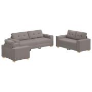 vidaXL 3-delars soffa med kuddar i taupe tyg