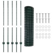 vidaXL Trädgårdsstängselset Set med 2 Grön Metall 10 x 1,2 m