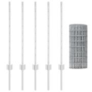 vidaXL Euro Staket med 5 U-stolpar Silver 0,8x10 m Stål