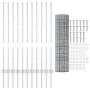 vidaXL Eurostängsel med 22 U-stolpar Silver 1x25 m Stål