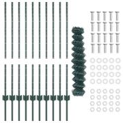 vidaXL Kedjestängsel med 10 U-poster Grön 1x10 m Stål