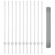 vidaXL Svetsat Trådstaket med 22 U-poster Silver 1.2x25 m Stål