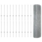 vidaXL Svetsat Tråd Staket med 22 U Stolpar Silver 0.6x50 m Stål