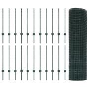 vidaXL Svetsad Tråd Stängsel med 22 U-stolpar Grön 0.8x50 m Stål