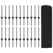 vidaXL Svetsat Stängsel med 22 U Stolpar Grå 0.4x50 m Stål