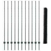 vidaXL Stängselstolpar 11 st U-Kanal Grön 160 cm Stål, vidaXL Sexkanti...