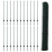 vidaXL stängselstolpar 11 st U-kanal grön 120 cm stål, vidaXL hexagona...