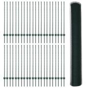 vidaXL Stängselstolpar 11 st U-Kanal Grön 120 cm Stål, vidaXL Sexkanti...