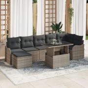 vidaXL 8-delars trädgårdssoffset med kuddar grå poly rattan, vidaXL 2-...