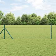 vidaXL Hexagon Staket Grön 0.6x50 m Stål, vidaXL Staketpelare 13 st Gr...